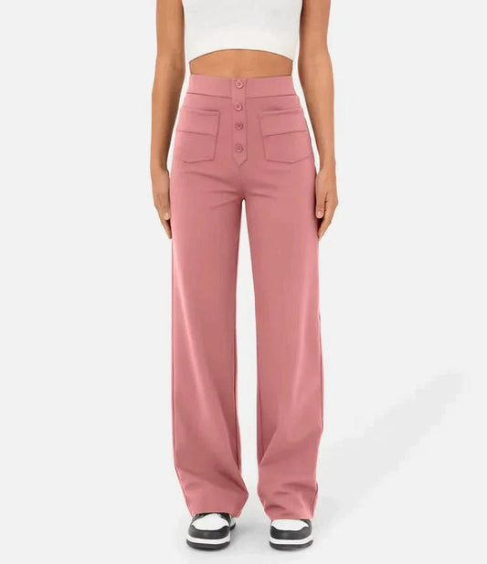 High Waisted Elastic Casual Pants