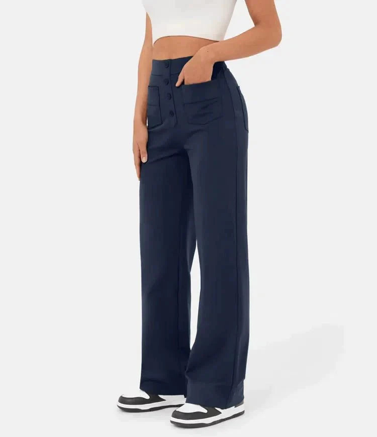 High Waisted Elastic Casual Pants