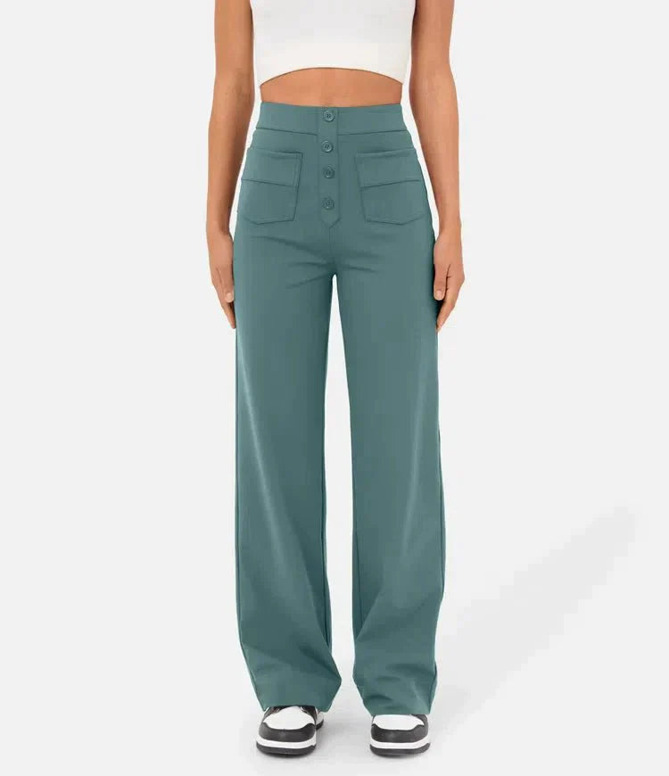High Waisted Elastic Casual Pants