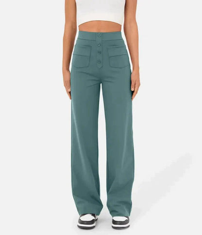 High Waisted Elastic Casual Pants