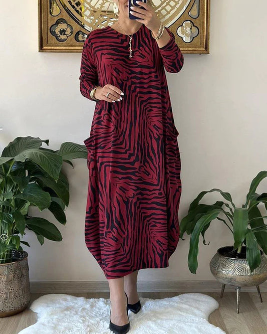 Leopard Print Pocket Shirt Maxi Dress
