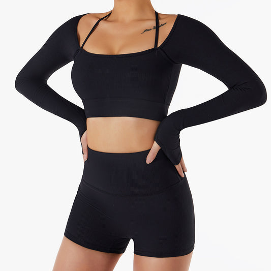 Ribbed Quick Drying Long Sleeve Yoga Top