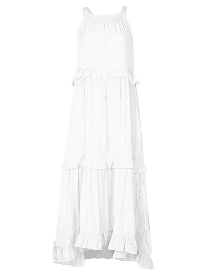 Solid Color Sleeveless Suspenders Mopping Maxi Dress