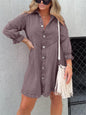 Washed Denim Puff Sleeve Midi Dress