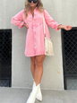 Washed Denim Puff Sleeve Midi Dress