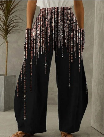 Christmas Gilded Printed Casual Loose Pants