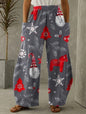 Christmas Printed Gray Casual Loose Pants