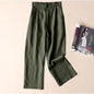 Cotton Linen Loose Plain Wide Leg Trouser