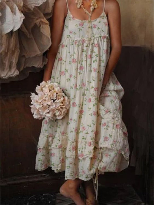 Court Style Scoop Neckline Weaving Maxi Dress