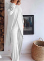 Elegant Irregular Hem Blouse Wide Leg Trousers Set