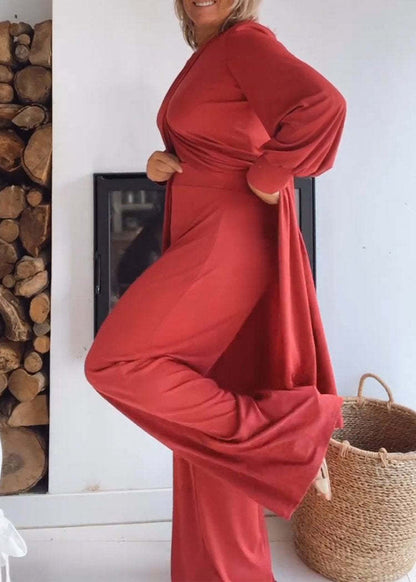Elegant Irregular Hem Blouse Wide Leg Trousers Set