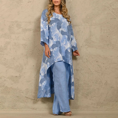Floral Print Irregular Top Suit