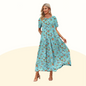Floral Print Pleated Loose Midi Dress