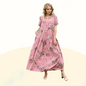 Floral Print Pleated Loose Midi Dress