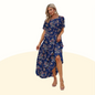 Floral Print Pleated Loose Midi Dress