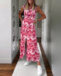 Floral Print Sleeveless Slit Midi Dress