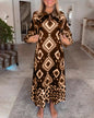 Geometric Print Crew Neck Maxi Dress