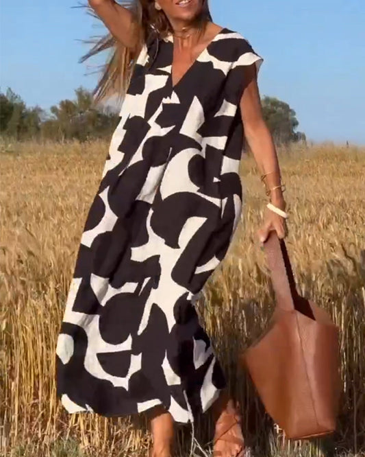 Geometric Print Maxi Dress