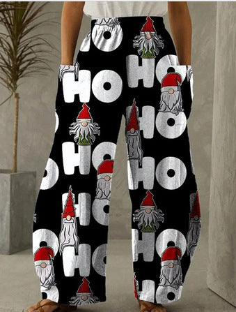 Letter Christmas Print Casual Loose Pants