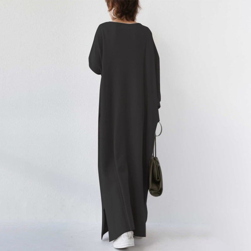 Knitted Full Hem Pockets Maxi Dress