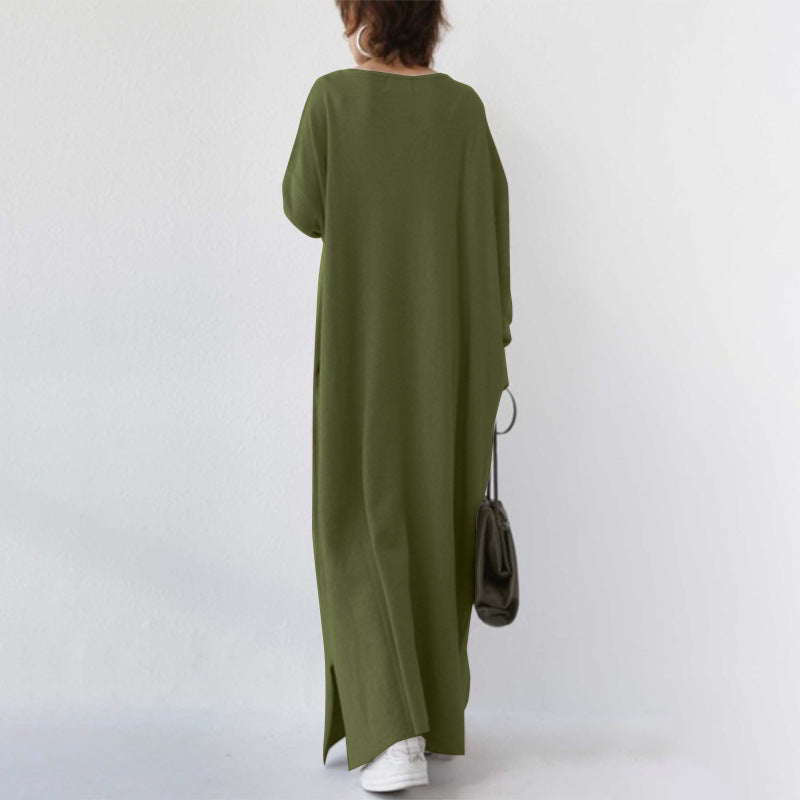 Knitted Full Hem Pockets Maxi Dress