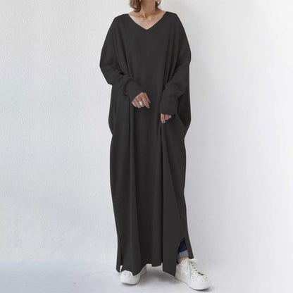 Knitted Full Hem Pockets Maxi Dress