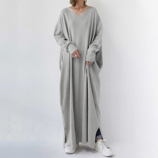 Knitted Full Hem Pockets Maxi Dress