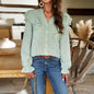 Plaid Long Sleeve Ruffle Shirt Top