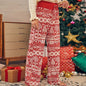 Printed Christmas Flower Wide Leg Pants Loose Pants