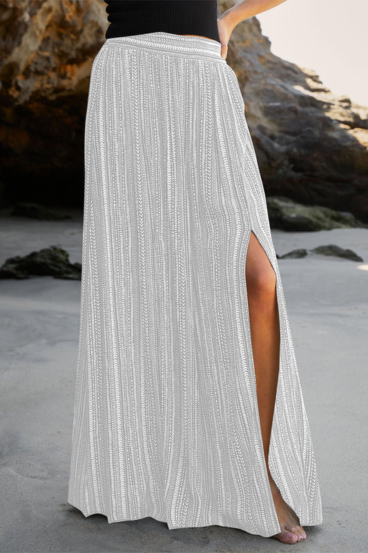 Printed Slit Wide Leg High Waist Pants