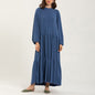Round Neck Pleated Loose Midi Dress