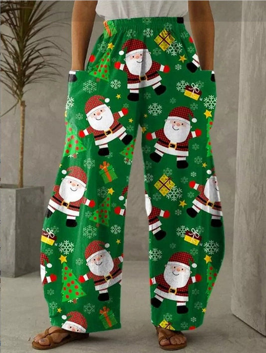 Santa Claus Printed Casual Loose Pants