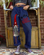 Santa Claus Printed Denim Wide Leg Pants Denim Pants