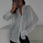 Sequined Long-Sleeved Cardigan Shirt Jacket