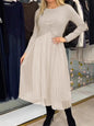 Solid Color Knitted Top Pleated Mesh Stitching Dress