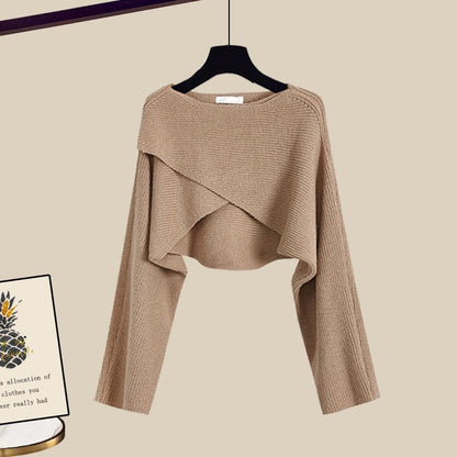 Solid Color Top Shirt and Wide Leg Pants Three Piece Set