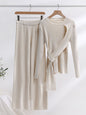 Strappy Knitted Sweater Wide Leg Pants Suit