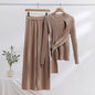 Strappy Knitted Sweater Wide Leg Pants Suit