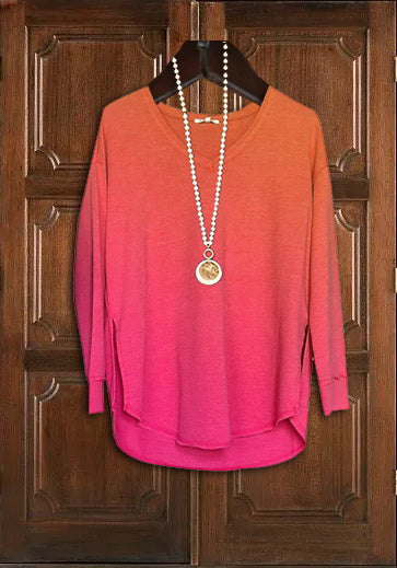 V-Neck Gradient Printed T-Shirt