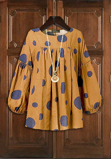 Vintage Dotted Round Neck Top