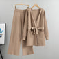 Wide Leg Pants Knit Cardigan Jacket Two-Piece Set