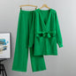 Wide Leg Pants Knit Cardigan Jacket Two-Piece Set