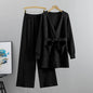 Wide Leg Pants Knit Cardigan Jacket Two-Piece Set