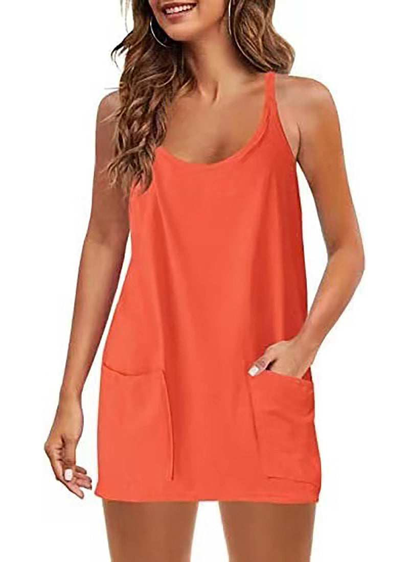 Wide Mini Dress with Built-In Shorts