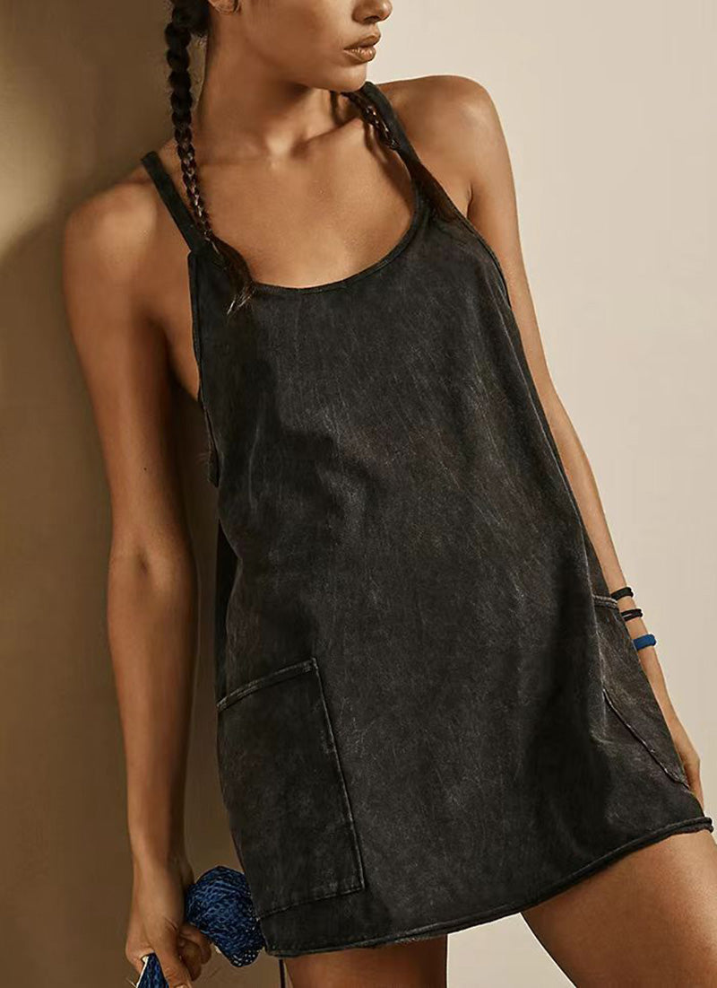 Wide Mini Dress with Built-In Shorts