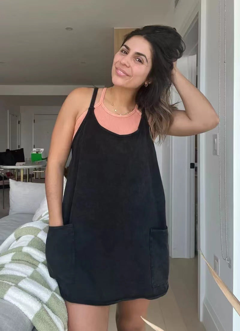 Wide Mini Dress with Built-In Shorts