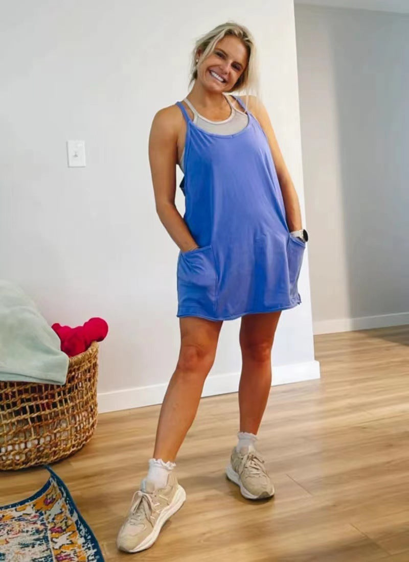 Wide Mini Dress with Built-In Shorts